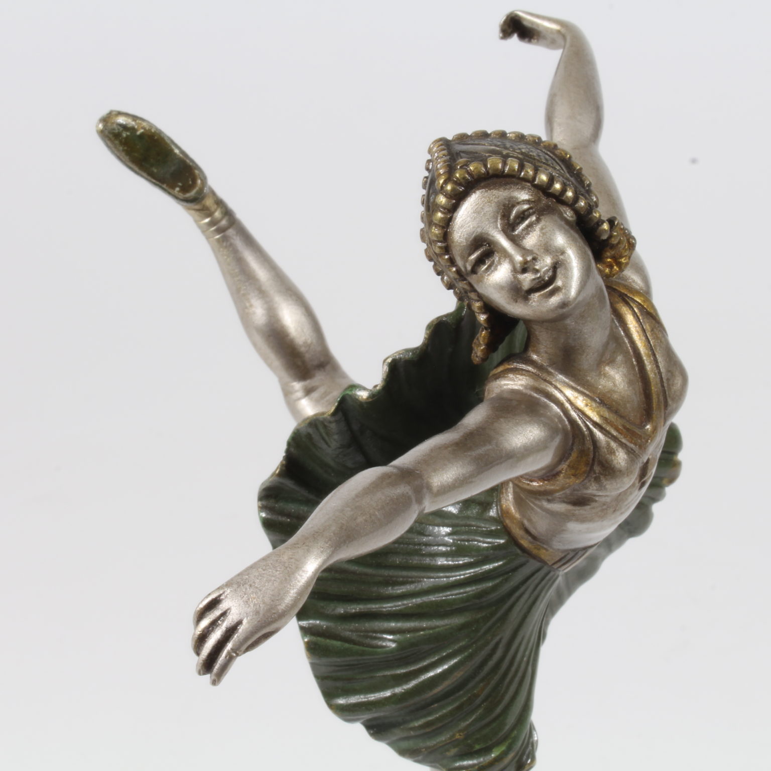 DANSEUSE ART DECO EN REGULE 1930 COSTUME ET PLUME MARBRE PORTEUR FRANCE C3703 Imgx1200 2789